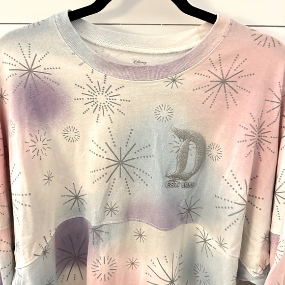 DISNEYLAND 100 Year L Pastel Silver firework long sleeve woman cotton tunic - Picture 3 of 14